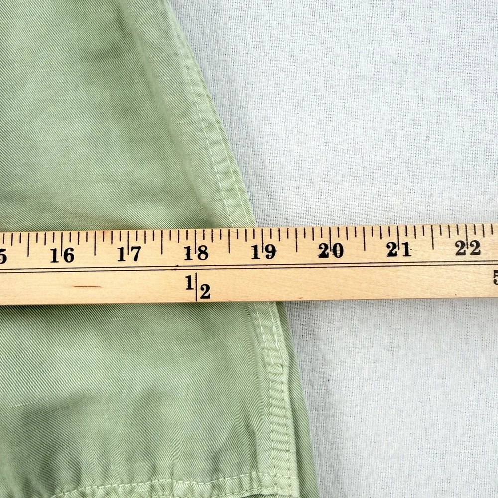 ZARA The Tokyo Trouser Pants Women Small Green Cuffed Cropped Wide leg Cargo